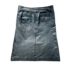 filippa k genuine leather skirt wirh  front pockets black size large pencil